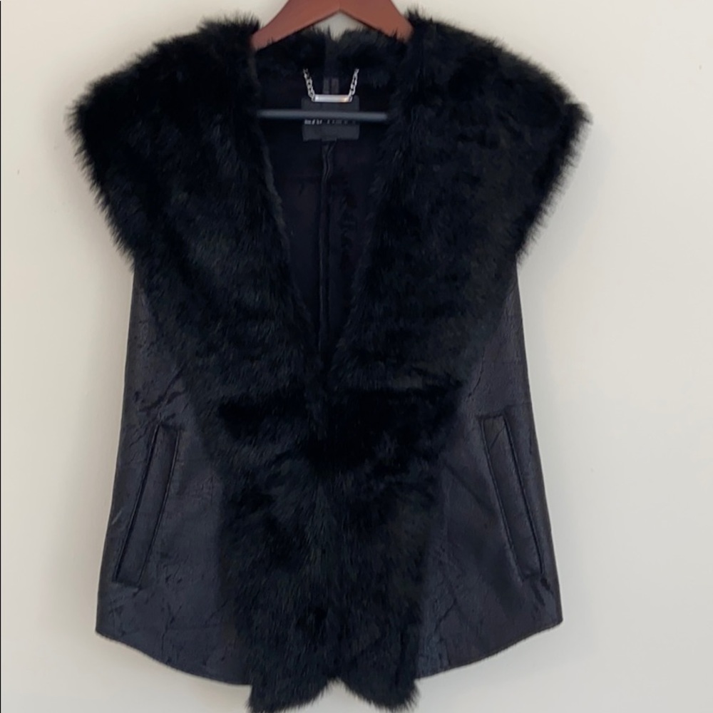Express black fur vest
